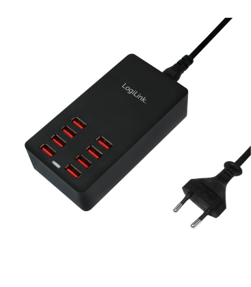 100V-240V 8xUSB 8000mA LogiLink Zwart