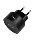 Lader 230V 1xUSB-A 10,5W LogiLink Zwart