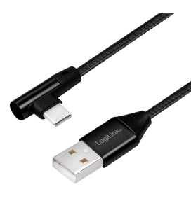 USB 2.0 C(90°)  USB-A 1.00m LogiLink Zwart