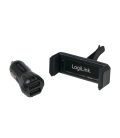 Lader Auto 2xUSB-A 10W + Telefoonhouder LogiLink Zw.