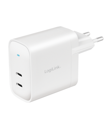 Lader 230V 2xUSB-C 65W LogiLink Wit