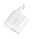 Lader 230V 2xUSB-C 65W LogiLink Wit