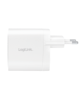 Lader 230V 2xUSB-C 65W LogiLink Wit