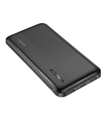 Power Bank 10000mAh LogiLink 1xUSB-C, 2x USB-A Zwart
