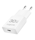 Lader 230V 1xUSB-C 30W LogiLink Wit (slim)