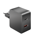 Lader 230V 1xUSB-C 45W+1xUSB-A 20W LogiLink Zwart