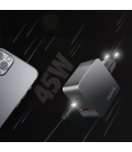 Lader 230V 1xUSB-C 45W+1xUSB-A 20W LogiLink Zwart