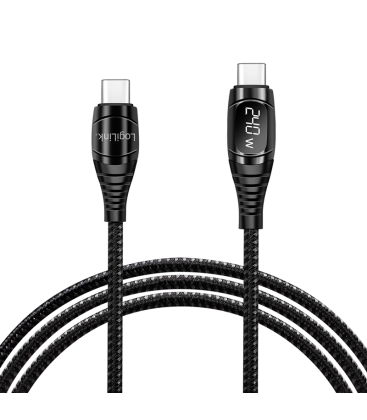 USB 2.0 C  USB-C 1.00m LogiLink Zwart, OLED display