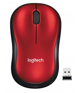 Logitech M185 Optical USB Rood-Zwart Retail Wireless