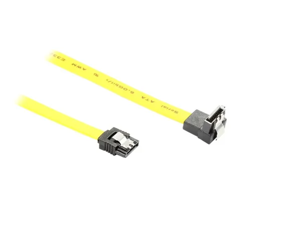 SATA Goobay 0.70m 6GBs 90° hoek met clip Geel