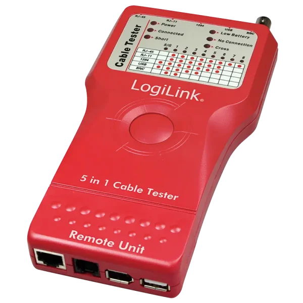 LogiLink Kabeltester RJ45/11/BNC/USB-A/IEEE1394