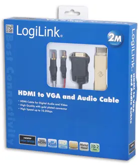 HDMI (M) --> VGA / Audio / USB-A 2.0 (M) 2.00m LogiLink - Afbeelding 3