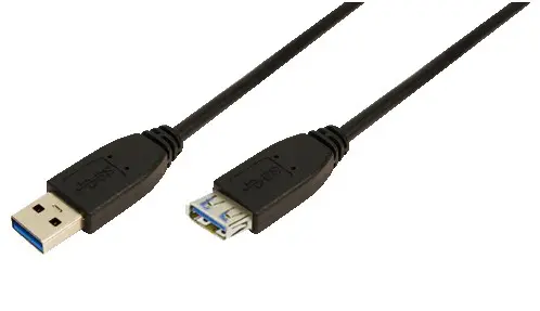 USB-A 3.0 (M) --> (F) 1.00m Verlenging LogiLink Zwart