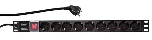 Stekkerdoos 9-voudig 19" 2m /Zwart /schakelaar /Logilink