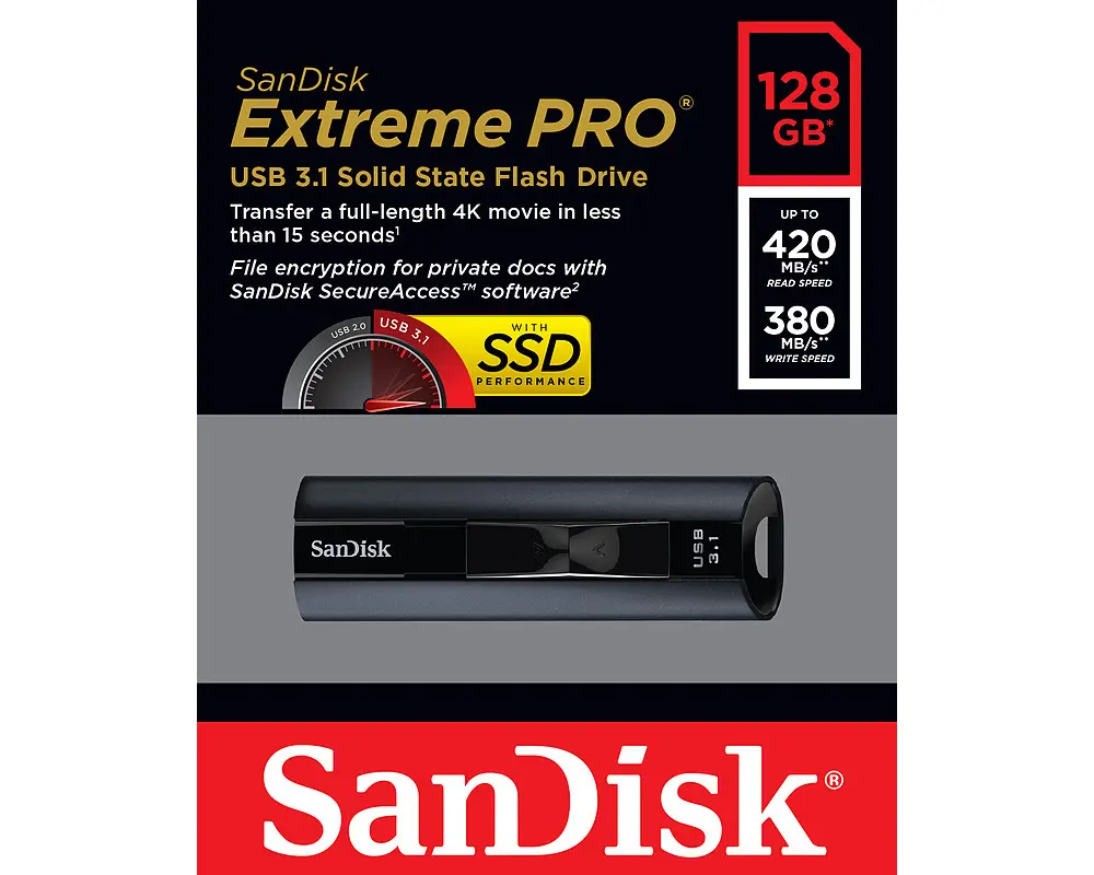 USB 3.2 FD 128GB Sandisk Extreme Pro - Afbeelding 3