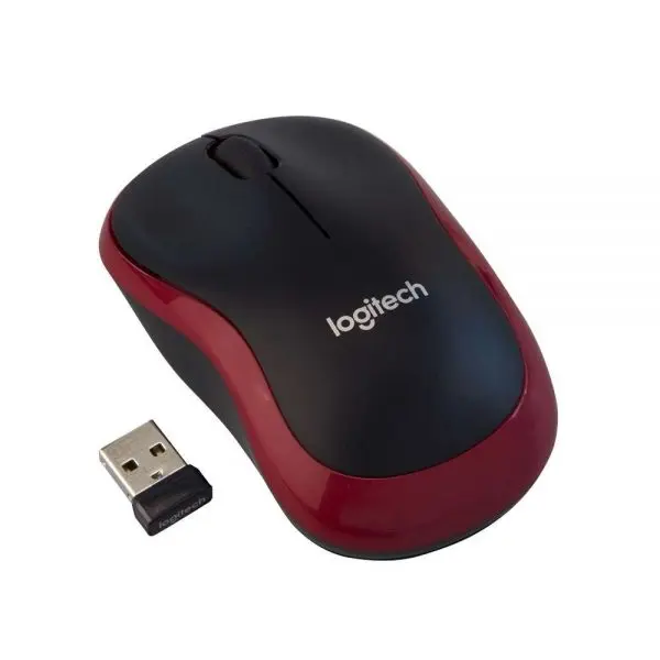 Logitech M185 Optical USB-A Rood-Zwart Retail Wireless