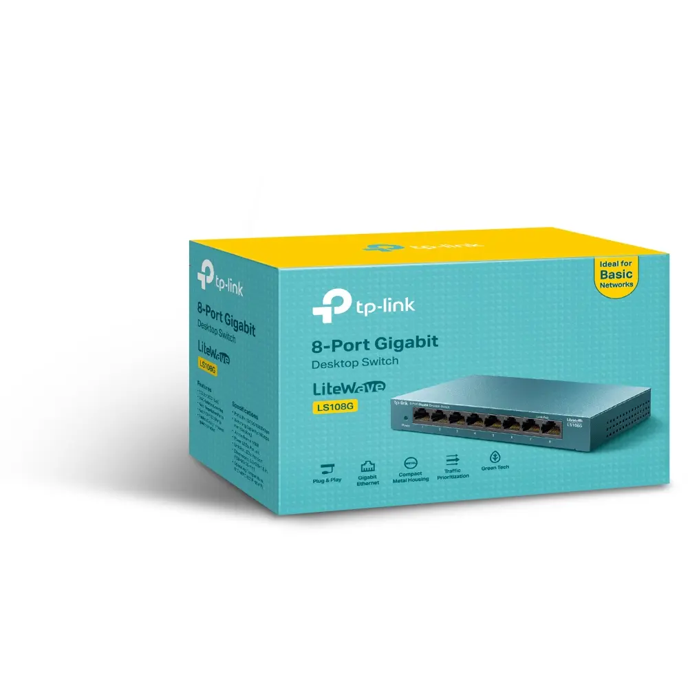 8Port 1Gbps LiteWave Metalen behuizing TP-Link - Afbeelding 3