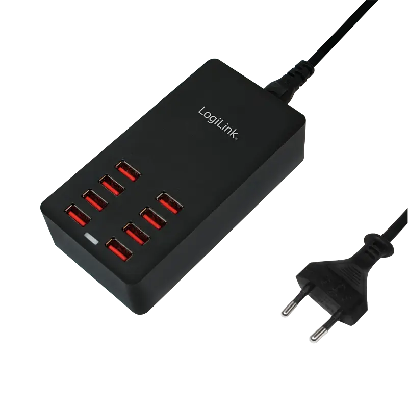 100V-240V 8xUSB 8000mA LogiLink Zwart