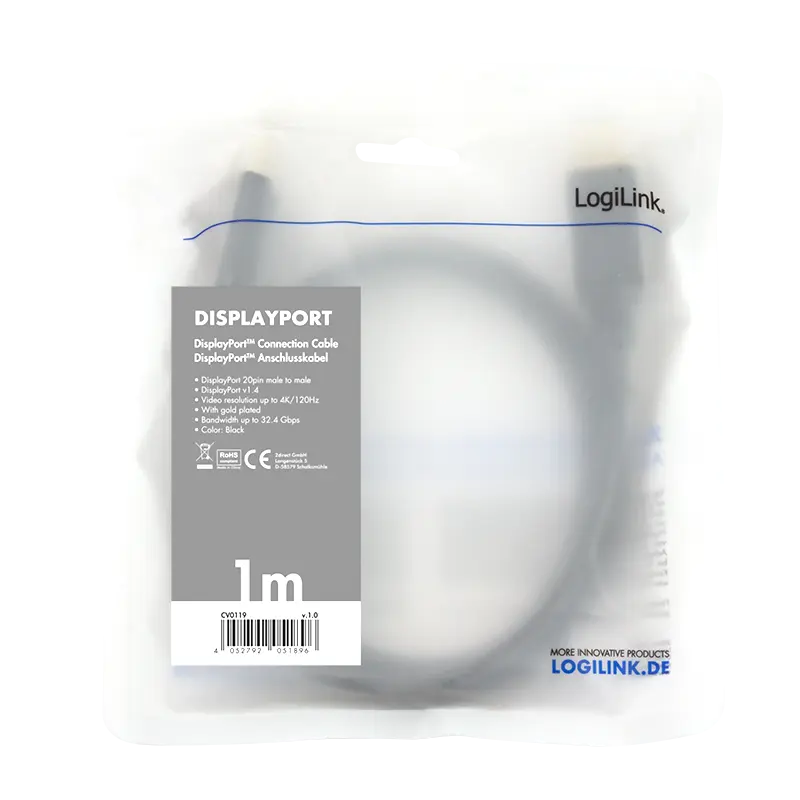 DisplayPort 1.4 1.00m 8K/60Hz LogiLink - Afbeelding 6