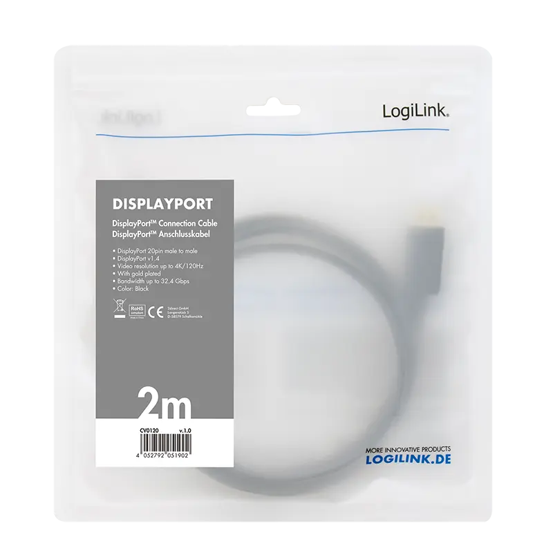 DisplayPort 1.4 2.00m 8K/60Hz LogiLink - Afbeelding 6