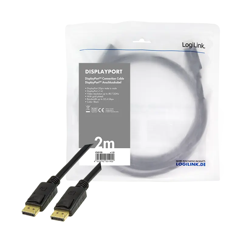 DisplayPort 1.4 2.00m 8K/60Hz LogiLink - Afbeelding 7