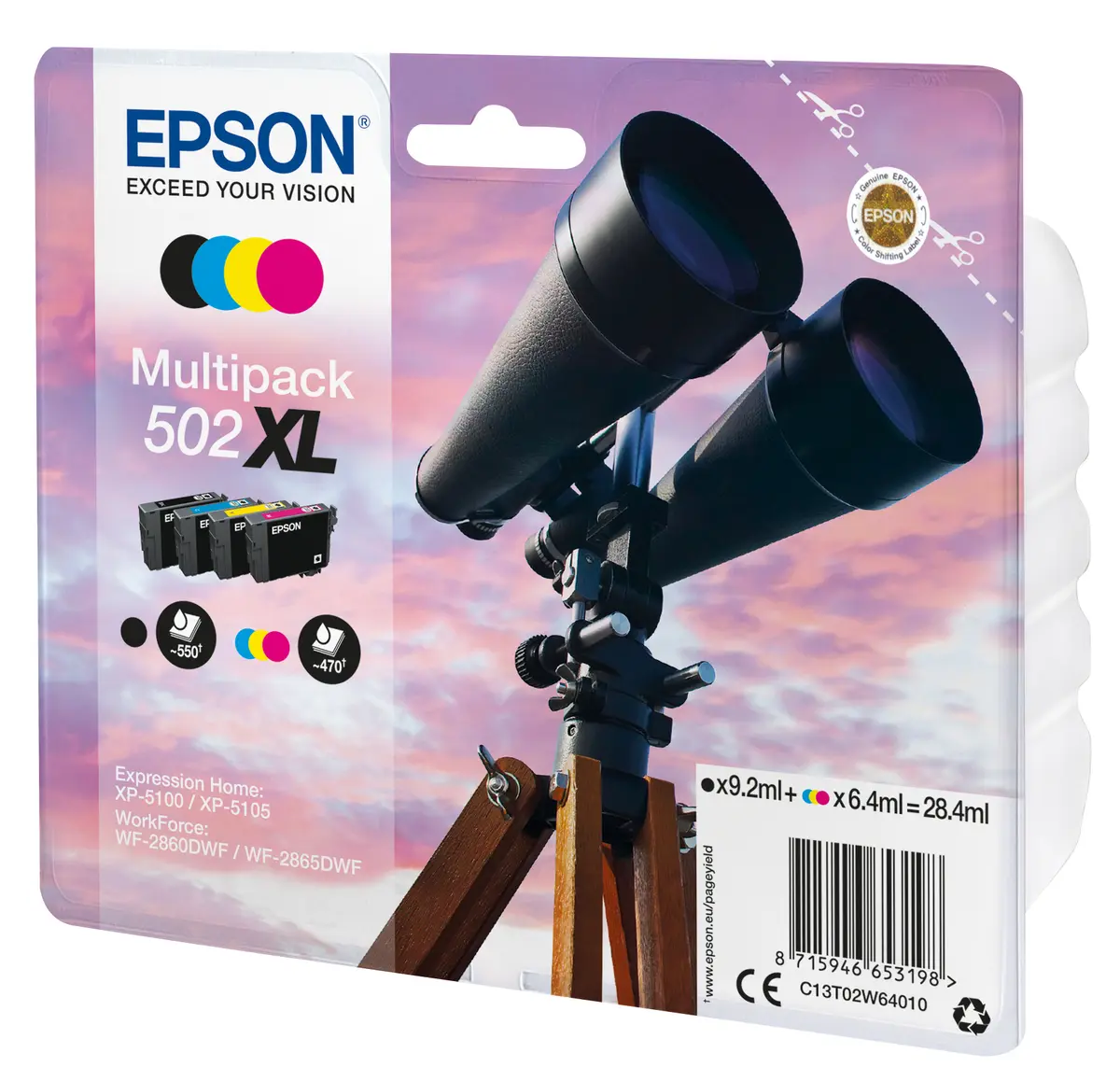 Epson 502XL Multipack B/C/M/Y 28,4ml(Origineel) binocula - Afbeelding 2