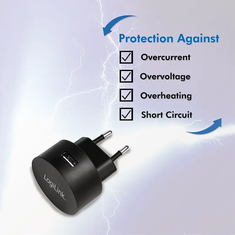 Lader 230V 1xUSB-A 10,5W LogiLink Zwart - Afbeelding 5
