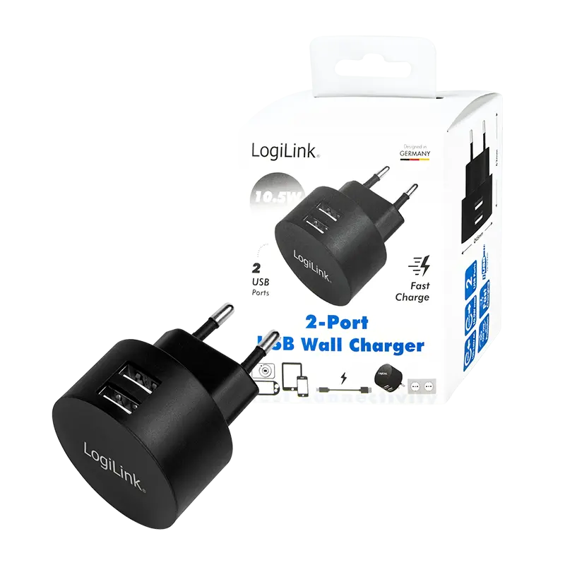 Lader 230V 2xUSB-A 10,5W LogiLink Zwart - Afbeelding 7