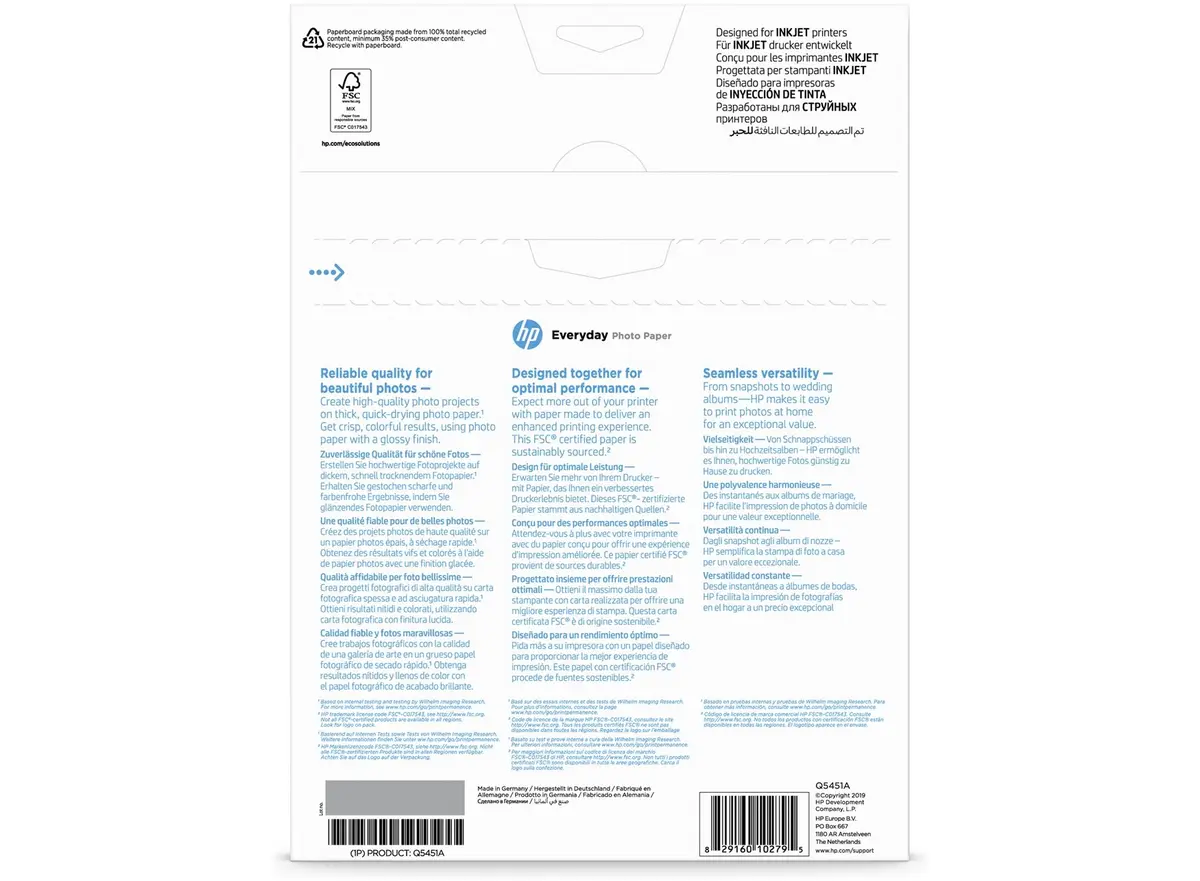 A4 HP Foto Papier 200gr. 25v. Glans - Afbeelding 3