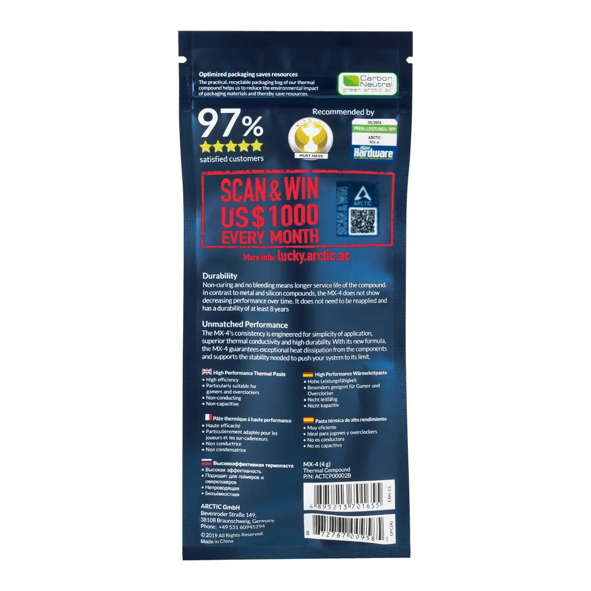 CPU koelpasta Arctic Thermal Compound MX-4 4gram - Afbeelding 3