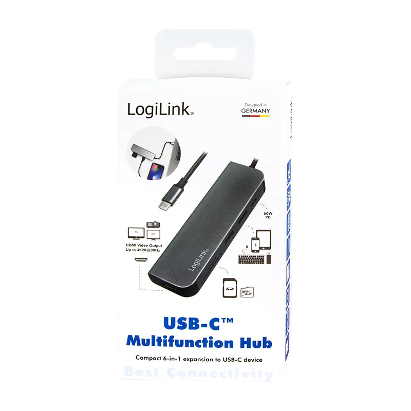 Docking 1xVideo Logilink USB-C, 60W, 4K, 6 Port - Afbeelding 6