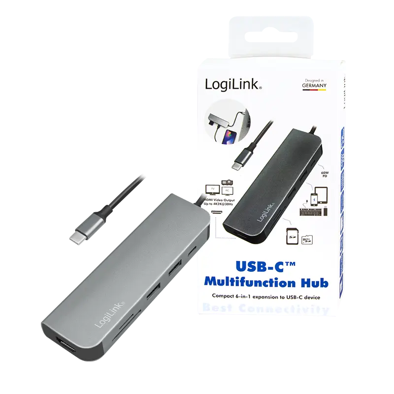 Docking 1xVideo Logilink USB-C, 60W, 4K, 6 Port - Afbeelding 7