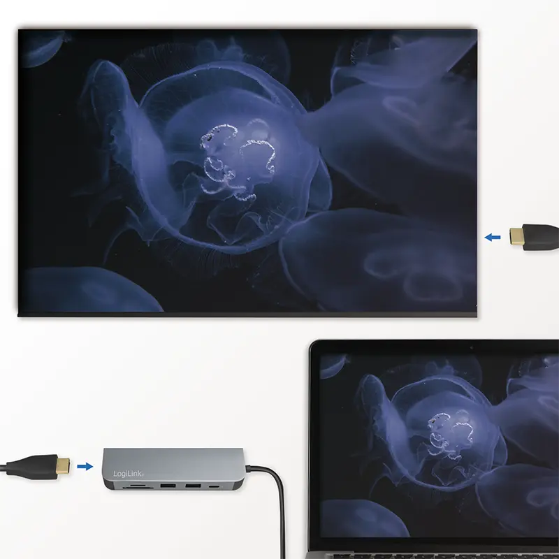 Docking 1xVideo Logilink USB-C, 60W, 4K, 6 Port - Afbeelding 9