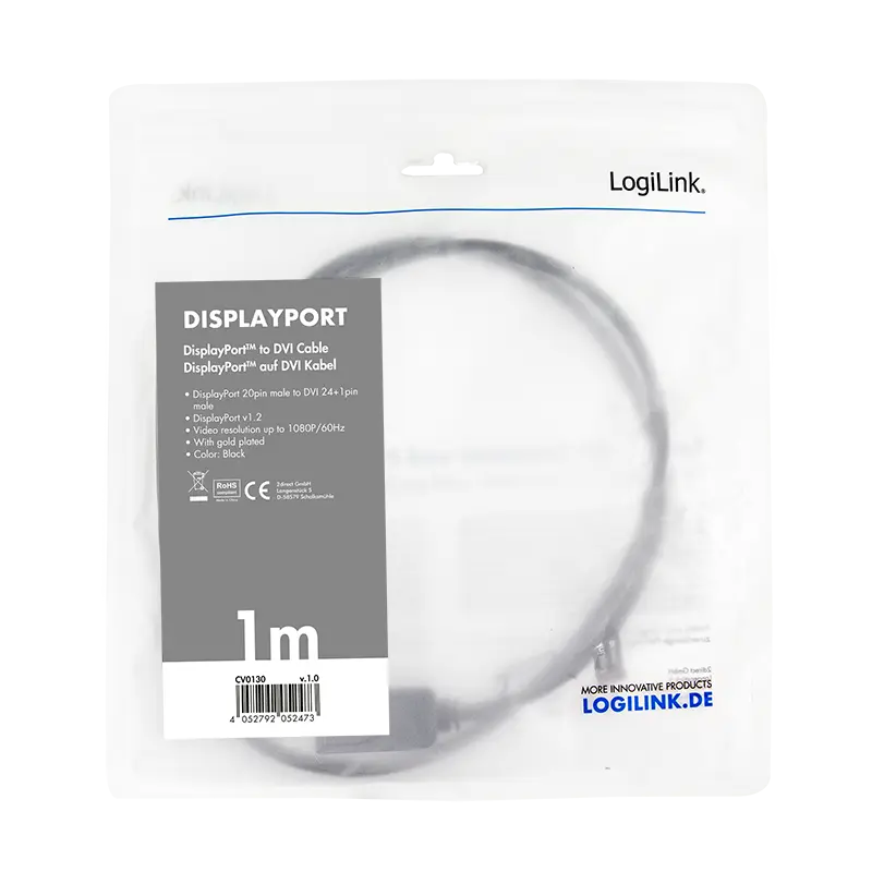 DisplayPort 1.2 --> DVI-D 1.00m LogiLink - Afbeelding 4