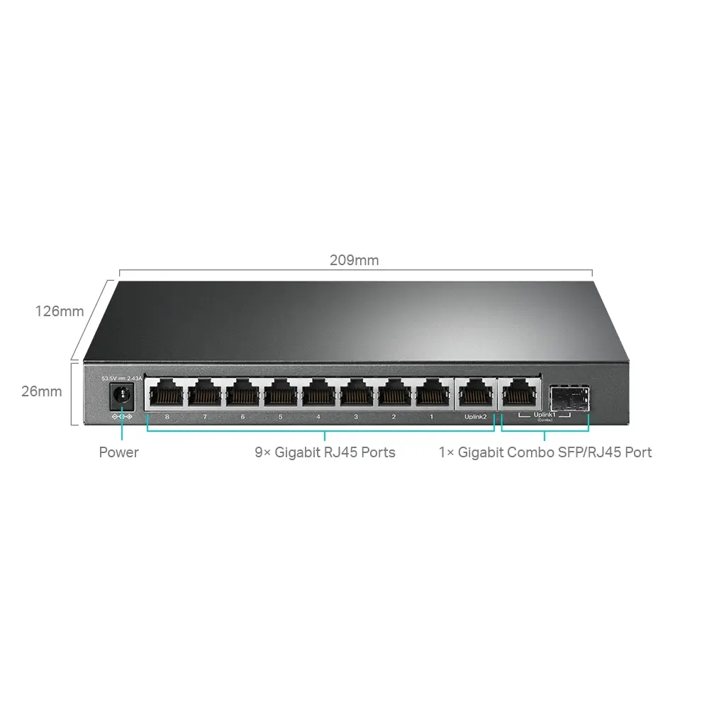 10Port 1Gbps Easy Smart 8xPoE+ 1xSFP TP-Link - Afbeelding 3