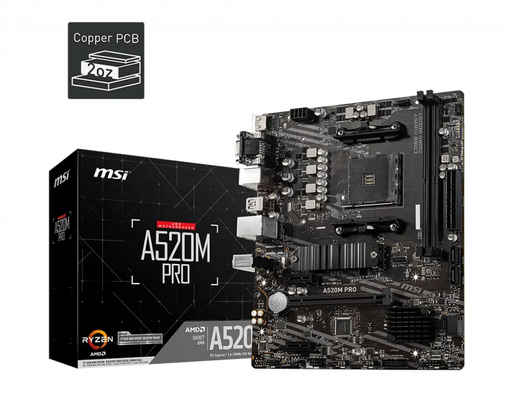 MSI AM4 A520M PRO - DDR4/M.2/DP/HDMI/VGA/µATX - Afbeelding 5