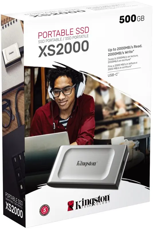 1TB Kingston XS2000 Zilver-Zwart/USB-C/2000/2000 - Afbeelding 3