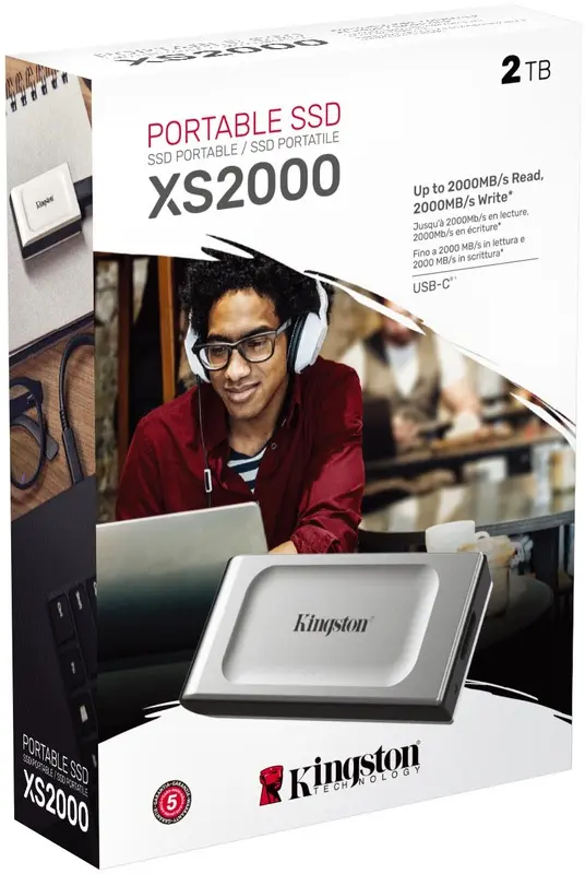 2TB Kingston XS2000 Zilver-Zwart/USB-C/2000/2000 - Afbeelding 3