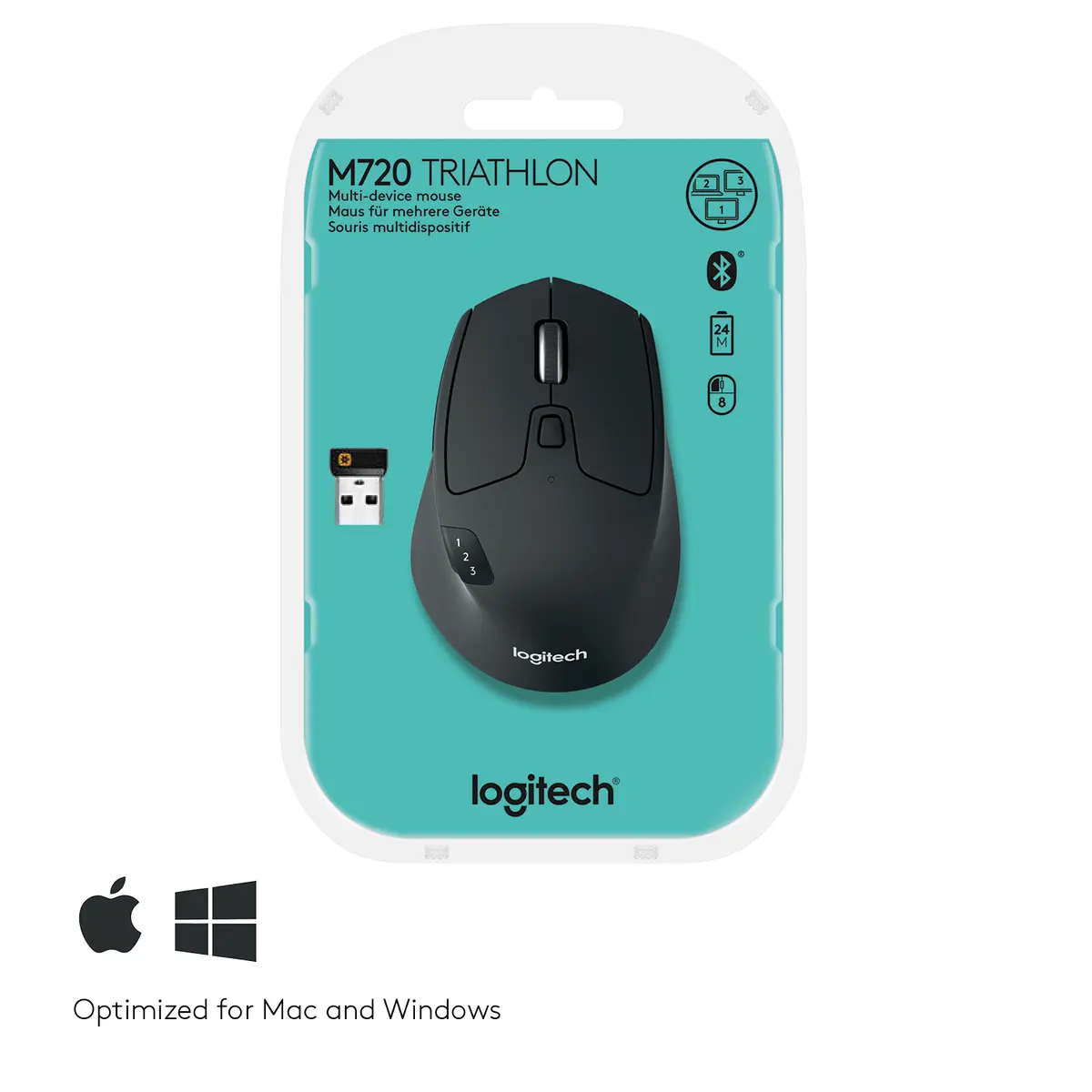 Logitech M720 Triathlon Optical USB-A Zwart Ret. Wirel. - Afbeelding 7