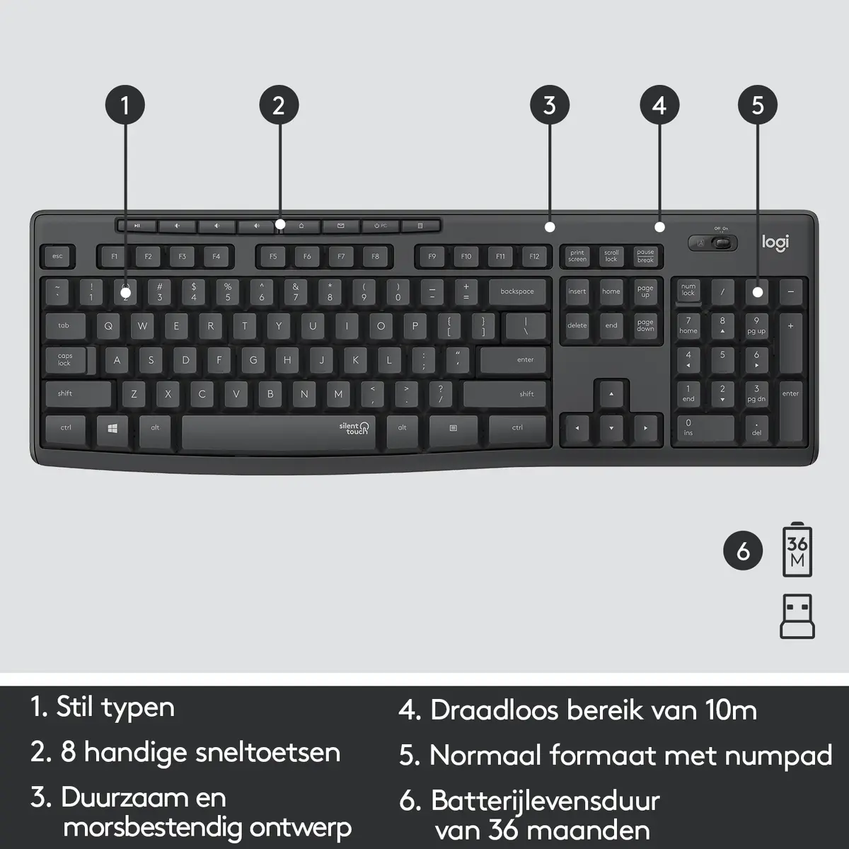 DT Logitech MK295 Silent Graphite Wireless Retail - Afbeelding 11