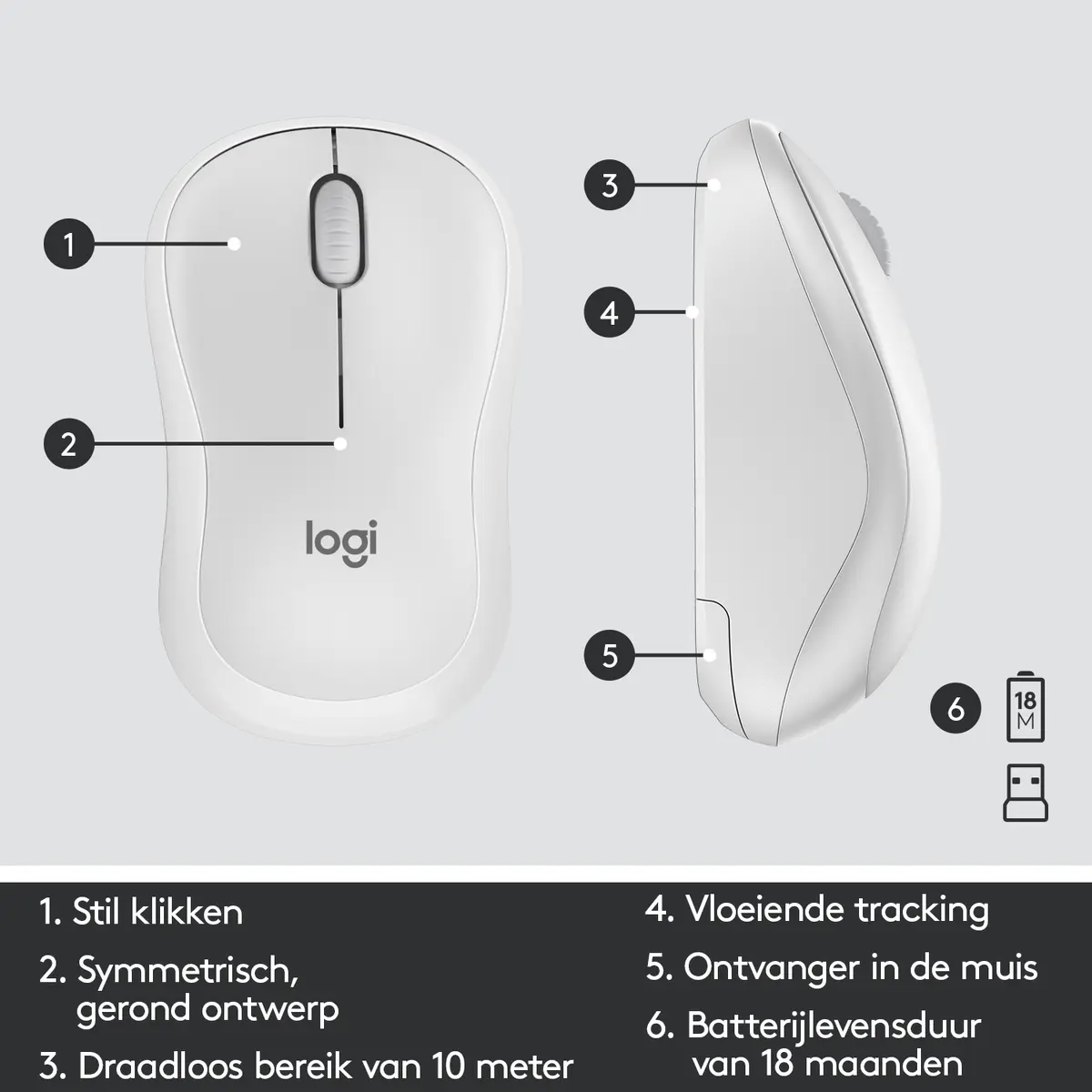 DT Logitech MK295 Silent Wit Wireless Retail - Afbeelding 12