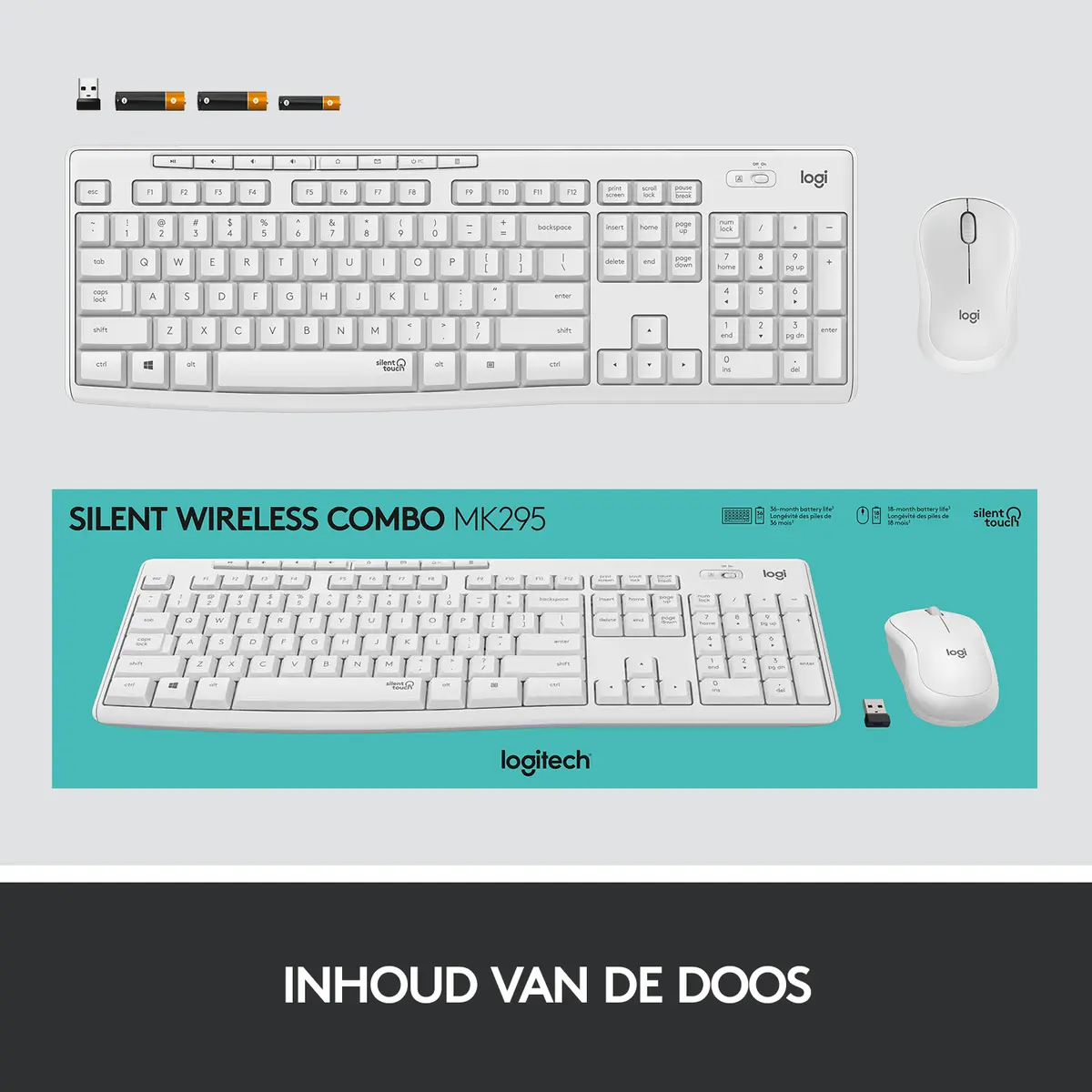 DT Logitech MK295 Silent Wit Wireless Retail - Afbeelding 14