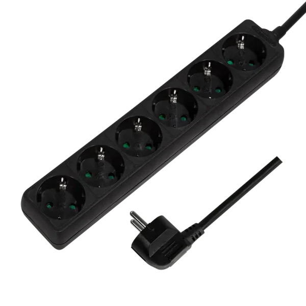 Stekkerdoos 6-voudig 1.5m / Zwart / LogiLink