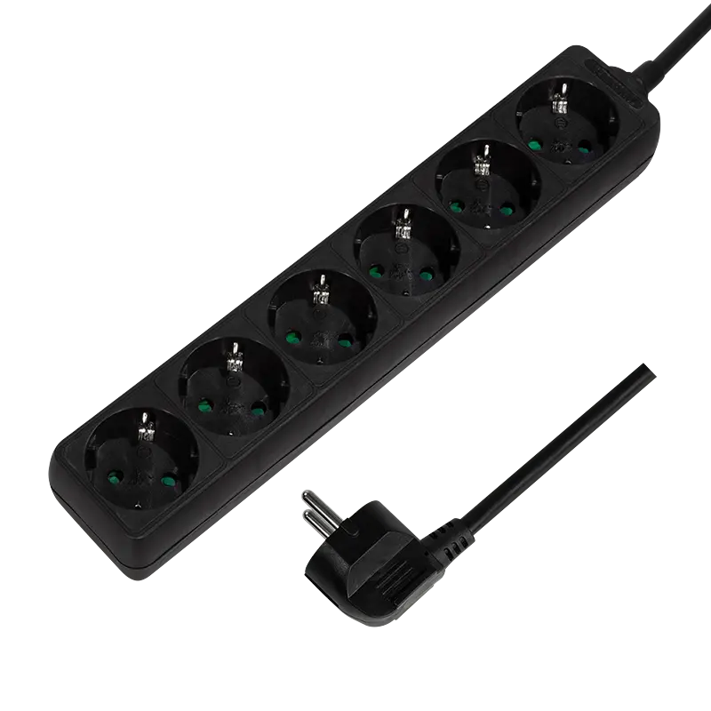 Stekkerdoos 6-voudig 1.5m / Zwart / LogiLink