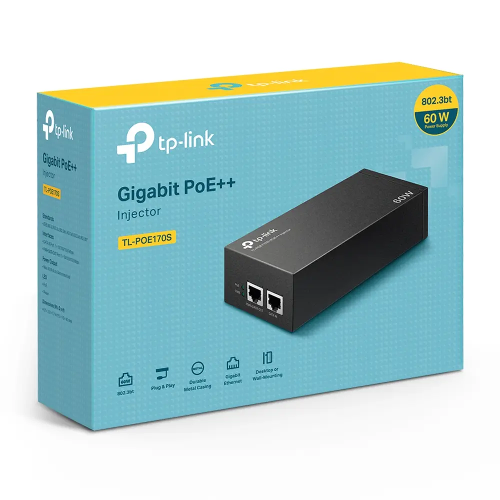 Injector 1Gbps PoE++ Adapter 60W TP-Link Omada - Afbeelding 3
