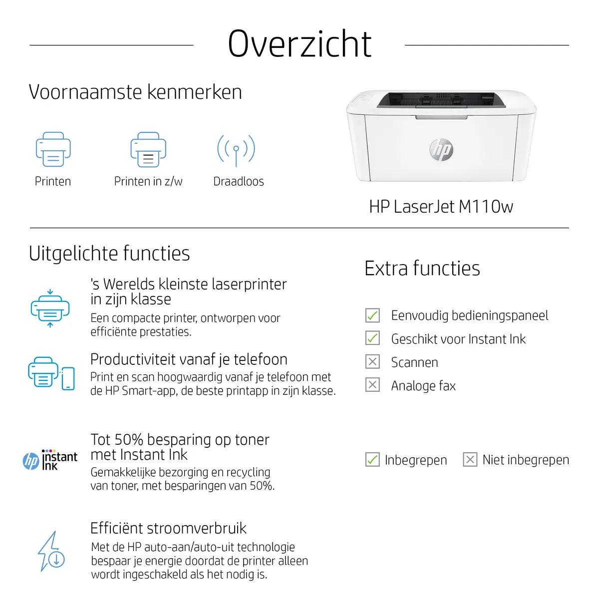 HP LaserJet M110w MONO / WLAN/ Wit - Afbeelding 10