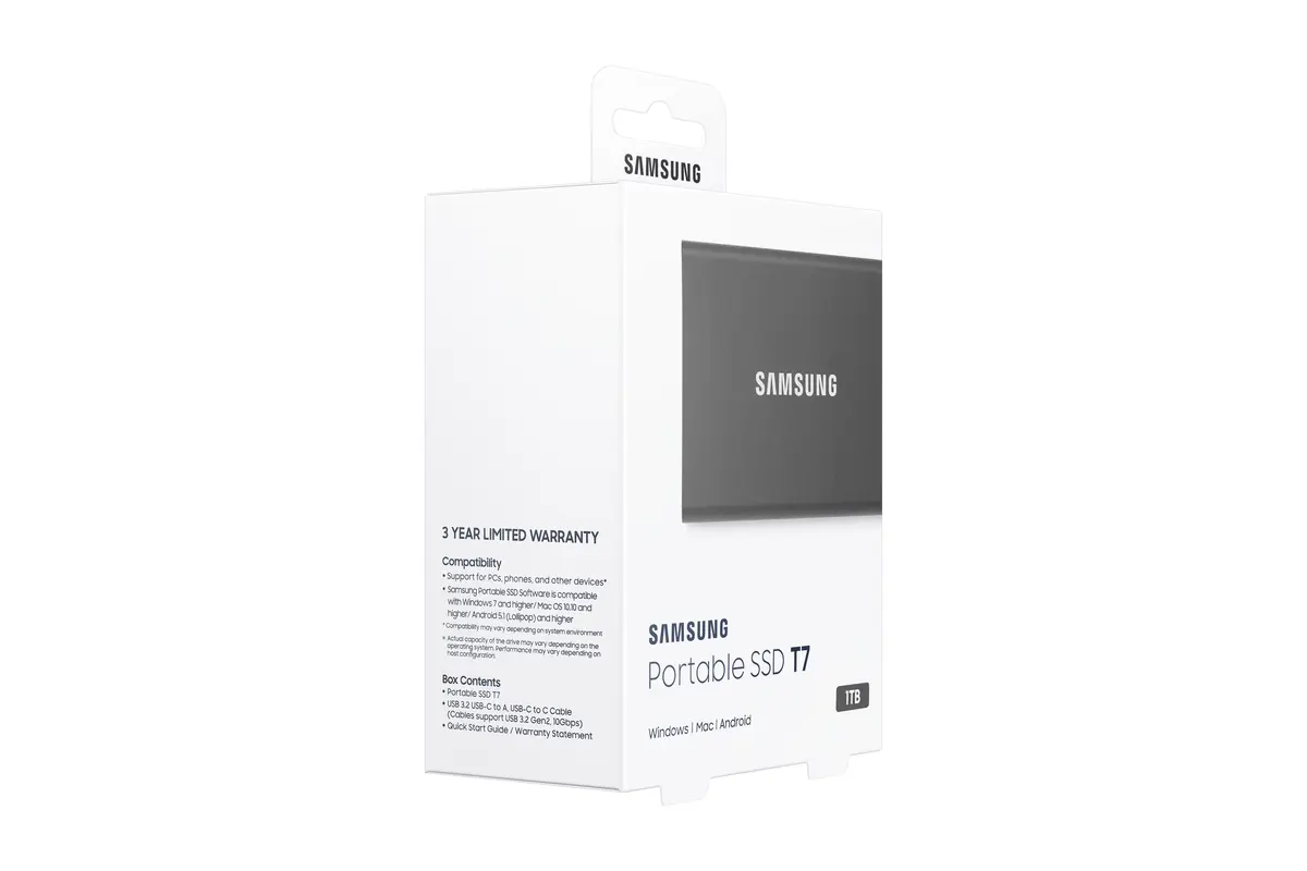 1TB Samsung T7 NVMe/Grijs/USB-C/1050/1000 - Afbeelding 10