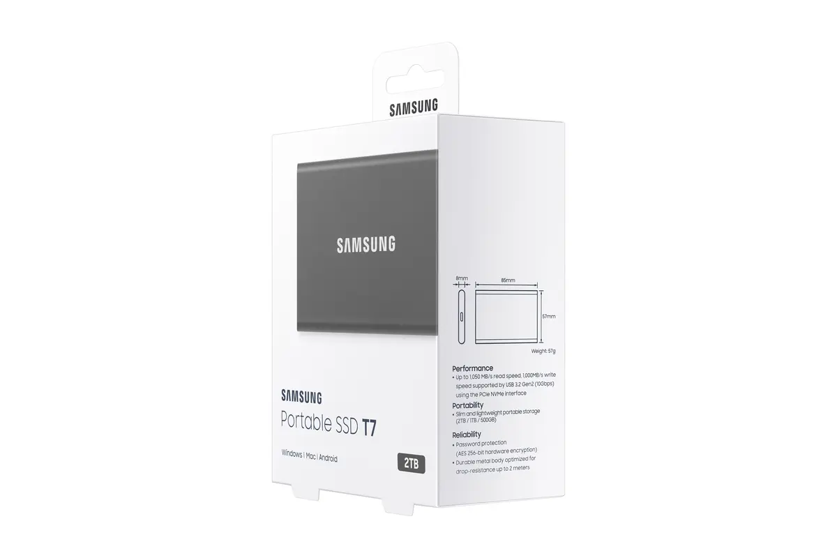 2TB Samsung T7 NVMe/Grijs/USB-C/1050/1000 - Afbeelding 11