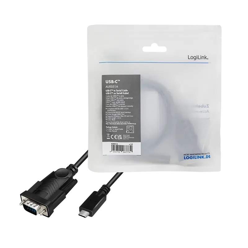 USB-C 2.0 (M) --> Serieel (M) Logilink 1,2m - Afbeelding 3