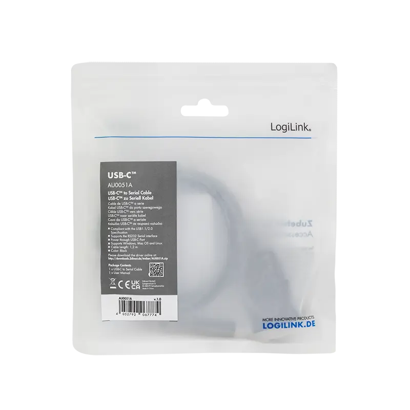 USB-C 2.0 (M) --> Serieel (M) Logilink 1,2m - Afbeelding 4